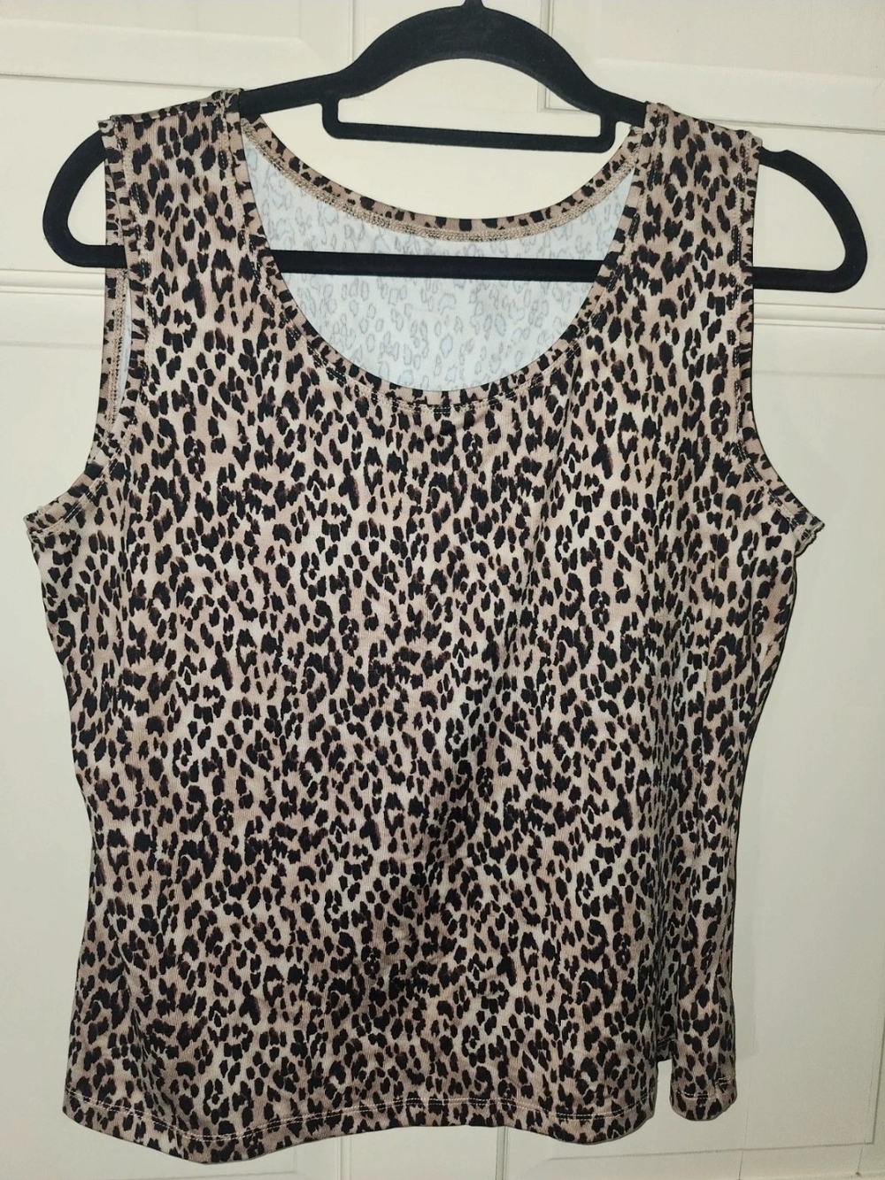 Leopard Print Sleeveless Tank Top - Beige/Black